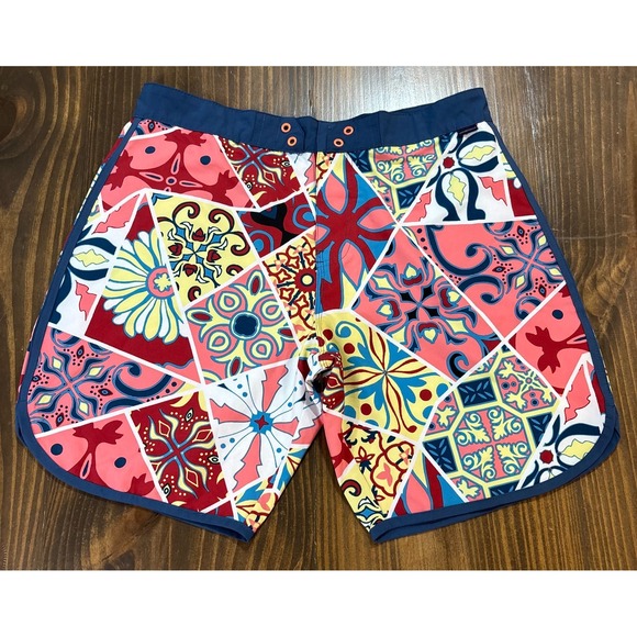 MARGARITAVILLE Mens Swim Trunks Board Shorts 36 Multicolor Patchwork Print - Picture 2 of 10
